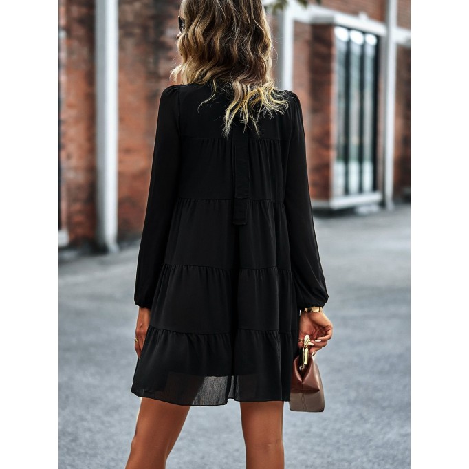 round neck long sleeve loose dress