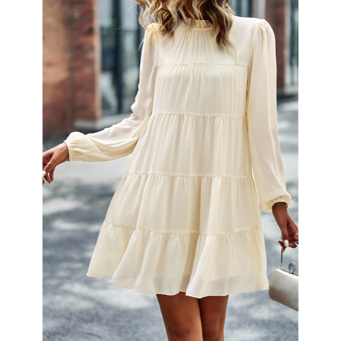 round neck long sleeve loose dress