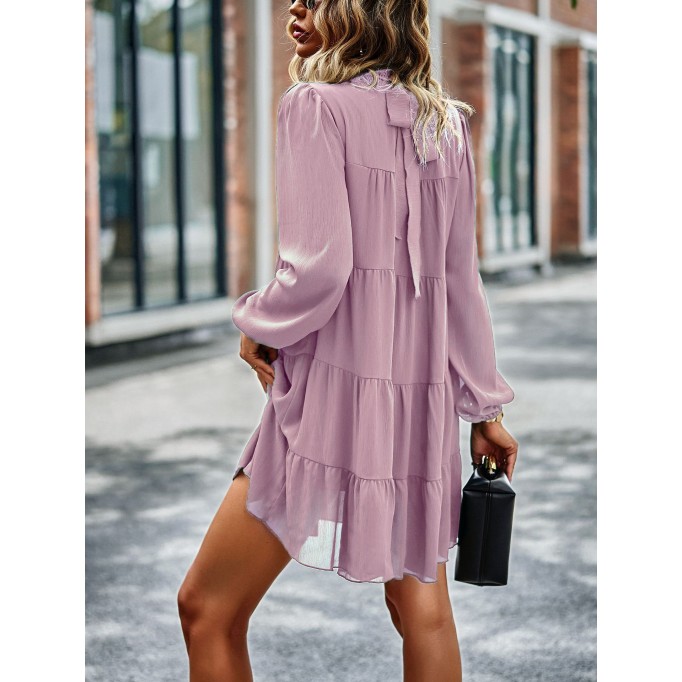 round neck long sleeve loose dress