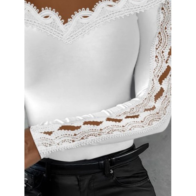 Sexy one-shoulder lace T-shirt top