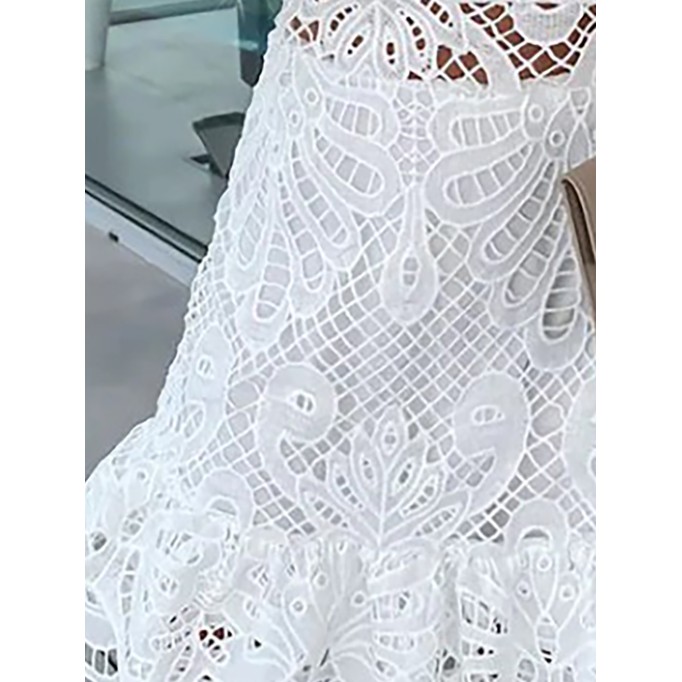 SINCERELY SWEET CROCHET LACE PETAL TRIM MINI DRESS