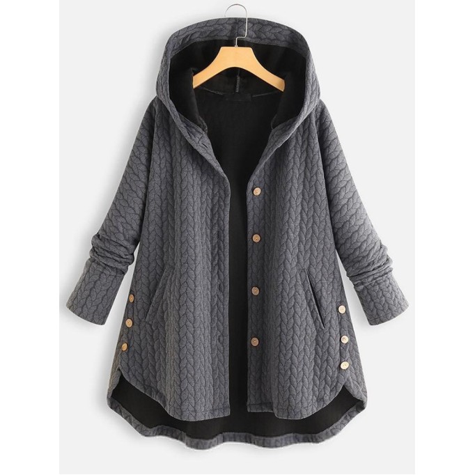 Solid Casual Top Long Sleeve Hooded Coat