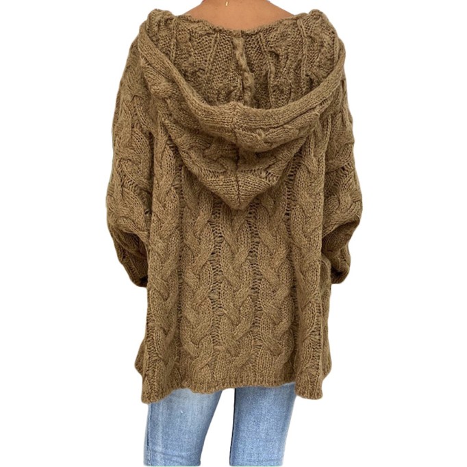 Solid color Fried Dough Twists knitting hoodie sweater