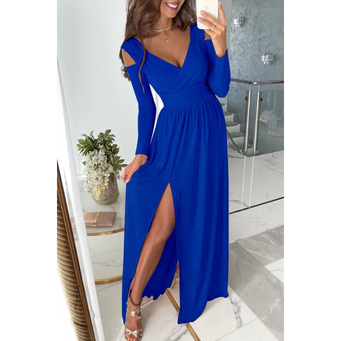 Sweet Elegant Solid Patchwork Fold V Neck Straight Dresses