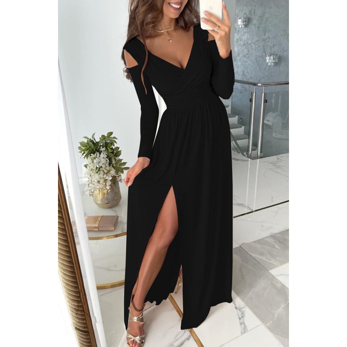 Sweet Elegant Solid Patchwork Fold V Neck Straight Dresses