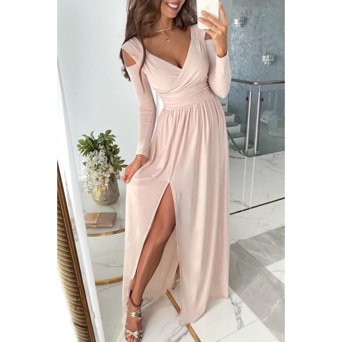 Sweet Elegant Solid Patchwork Fold V Neck Straight Dresses