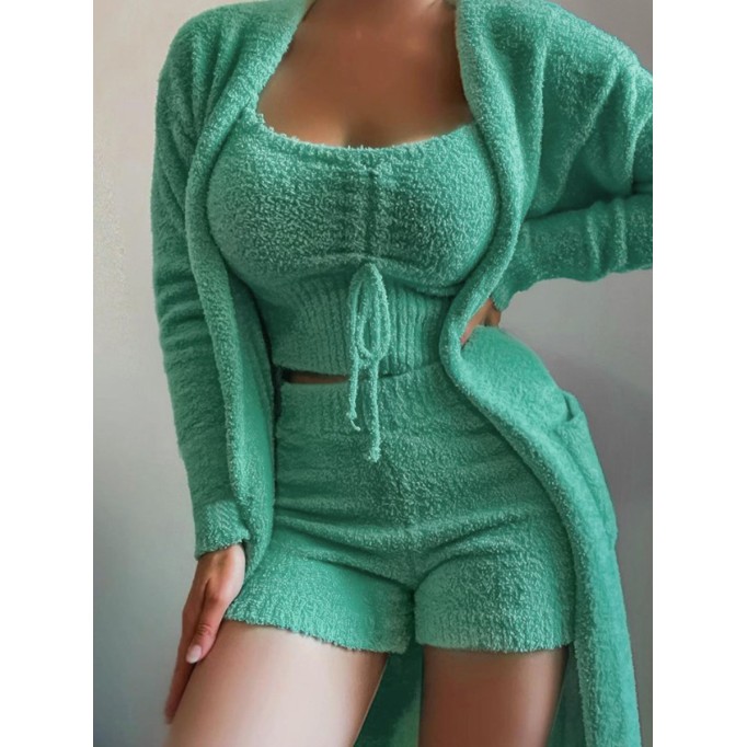 Three-piece plush pajamas for women