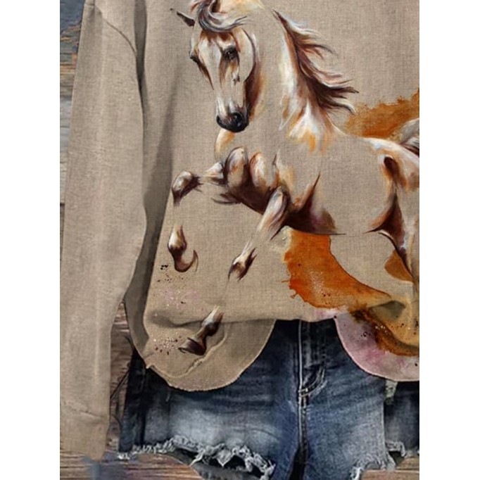 Vintage Western Horse Print Sweatshirt