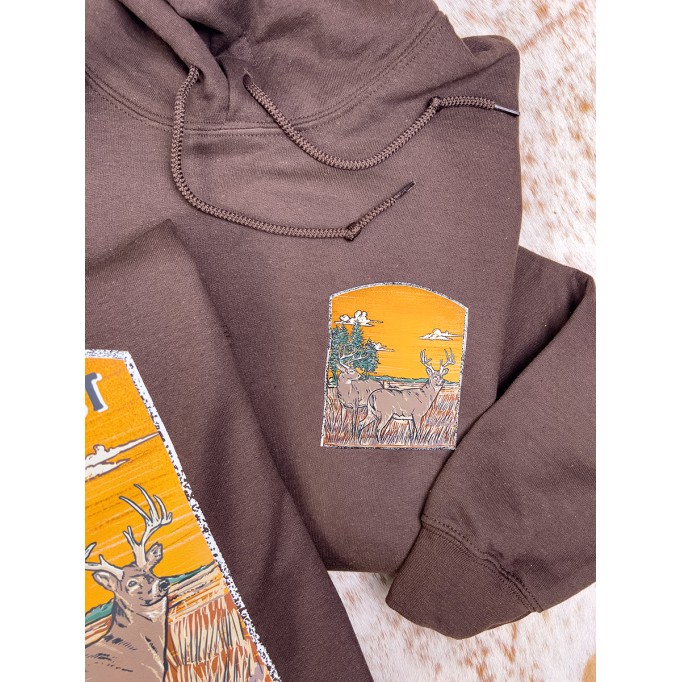 Western Outdoor Elk Print Hoodie