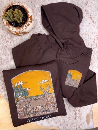 Western Outdoor Elk Print Hoodie