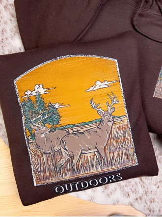 Western Outdoor Elk Print Hoodie