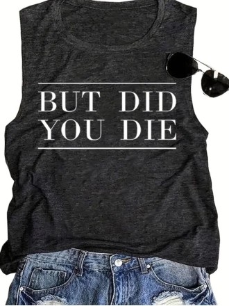 Women on the simple sleeveless slogan vest