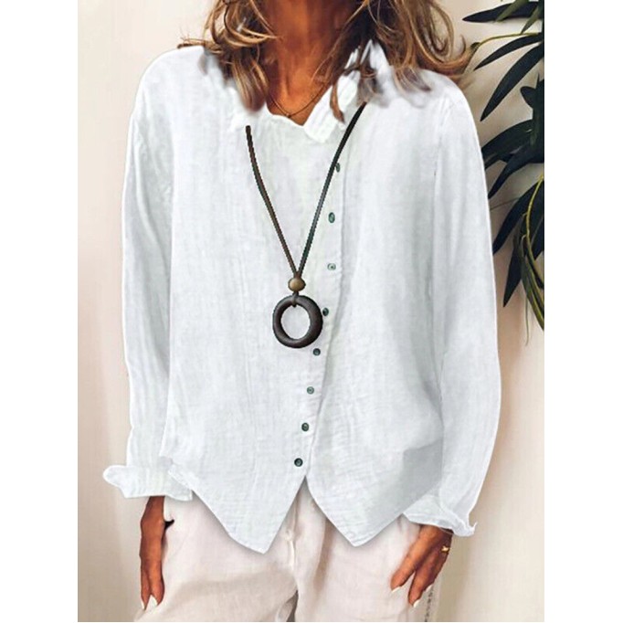 Women's button lapel long sleeved casual shirt