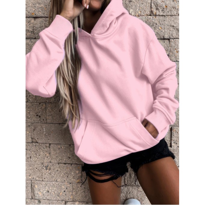 Women's casual solid color hooded sweater