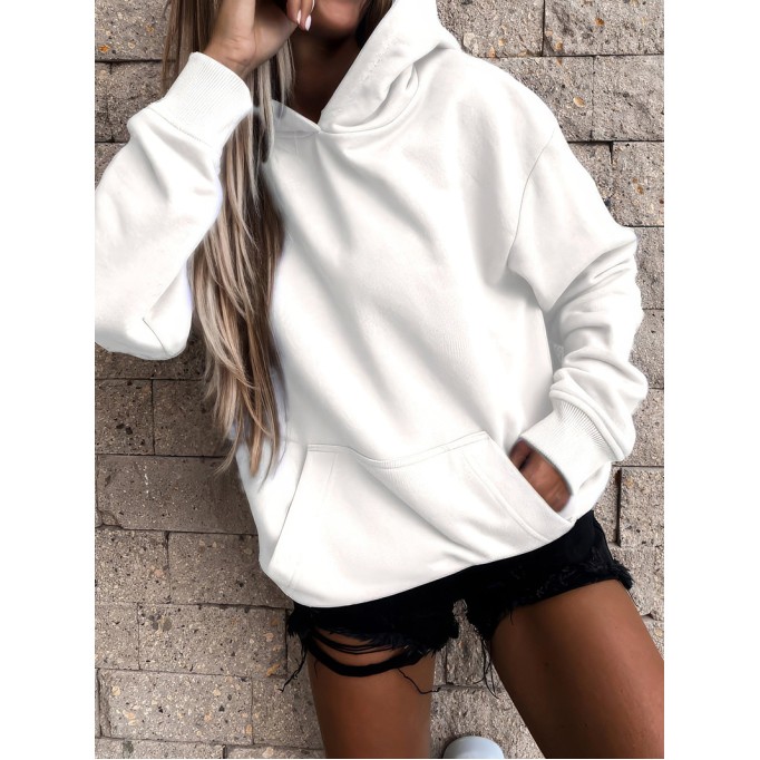 Women's casual solid color hooded sweater