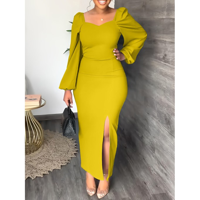 Women's Chiffon Sleeve Backless Zipper Sexy Hip Split Dresses