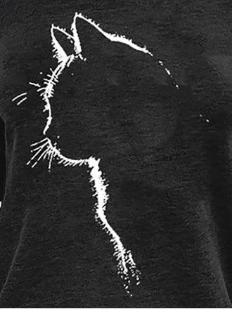 Women's Cute Cat Silhouette Casual Sweatshirt