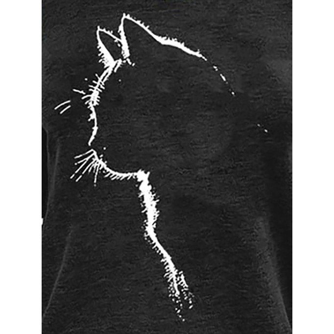 Women's Cute Cat Silhouette Casual Sweatshirt