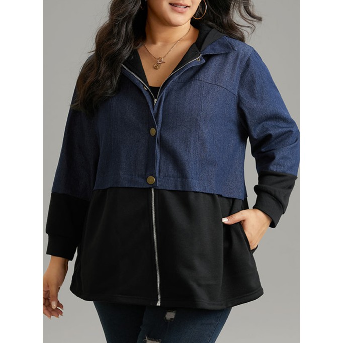 Women's denim patchwork coat