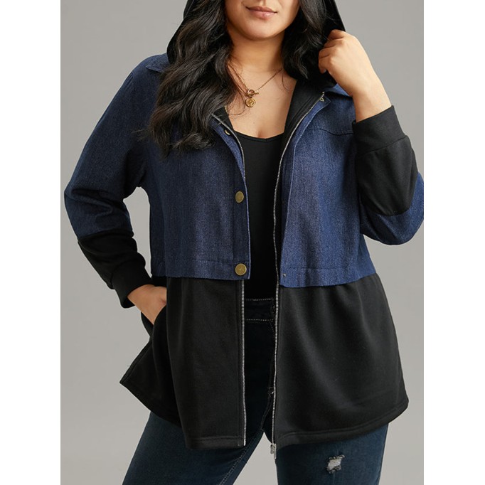 Women's denim patchwork coat