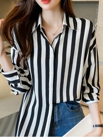 Women's elegant simple striped shirt