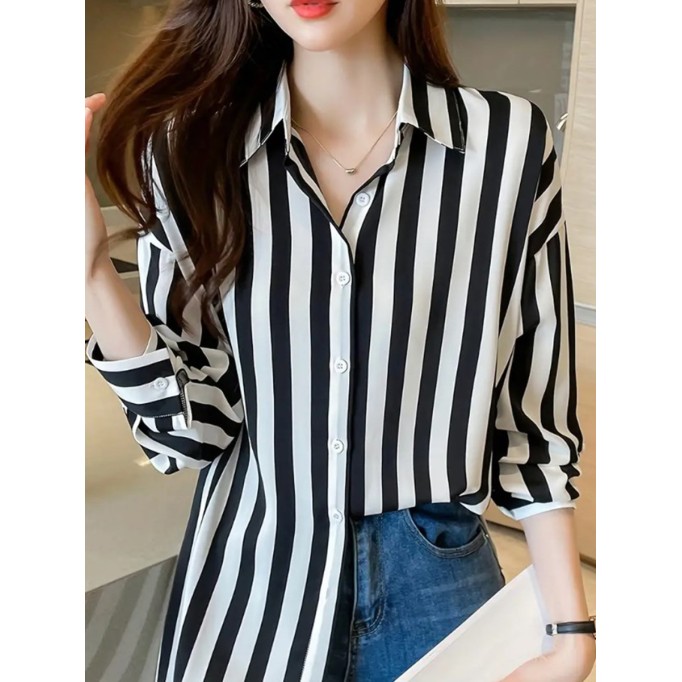 Women's elegant simple striped shirt