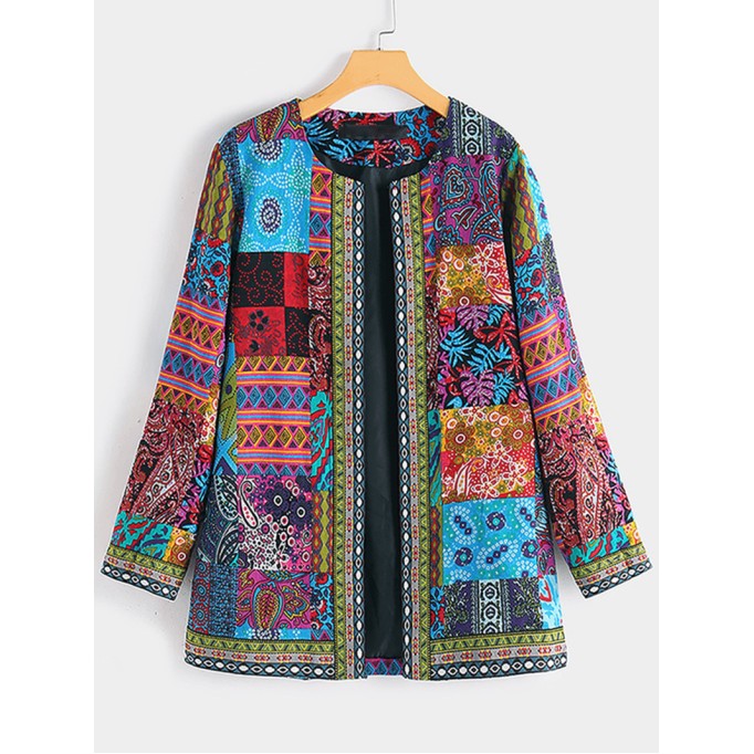 Women's ethnic retro printed cardigan jacket