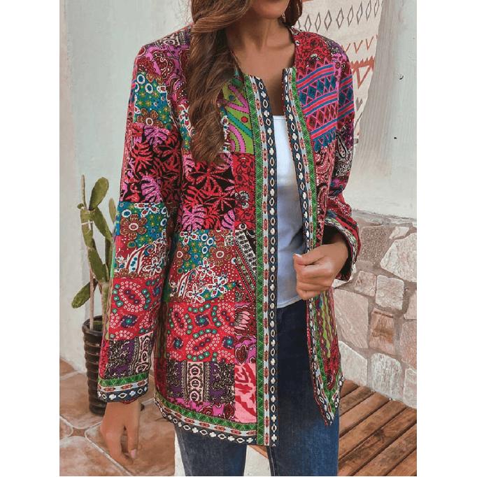 Women's ethnic retro printed cardigan jacket