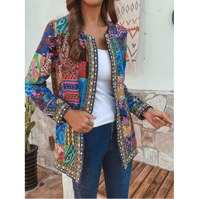 Women's ethnic retro printed cardigan jacket