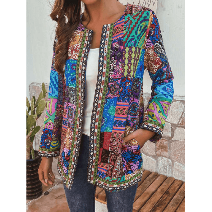 Women's ethnic retro printed cardigan jacket