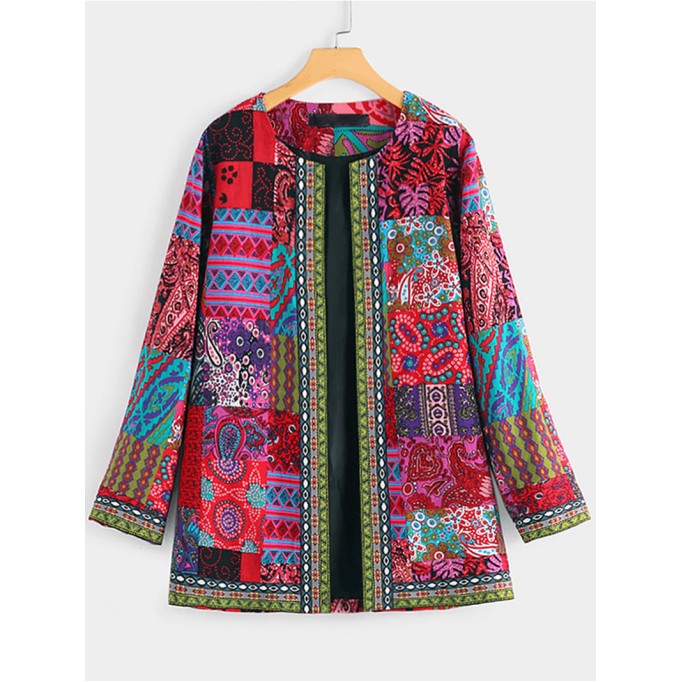 Women's ethnic retro printed cardigan jacket