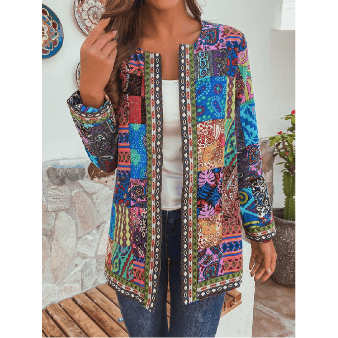 Women's ethnic retro printed cardigan jacket