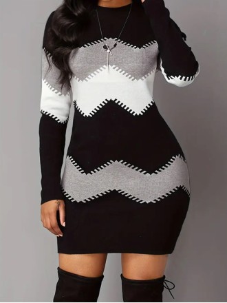 Women's geometric sweater dress