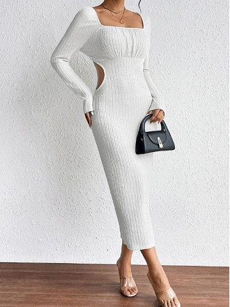 Women's hollowed out slim knit dress