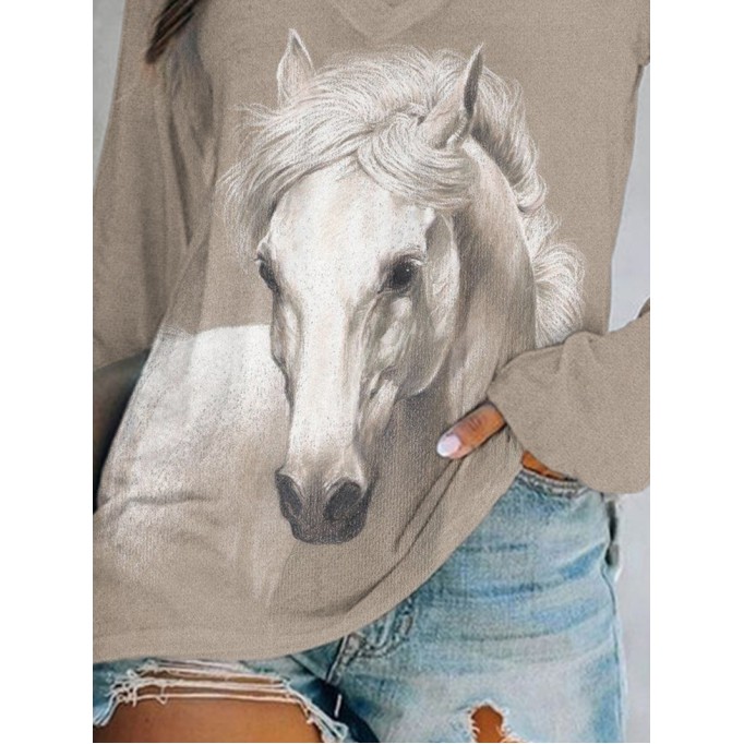 Women's Horse Art Painting Long Sleeve T-Shirt