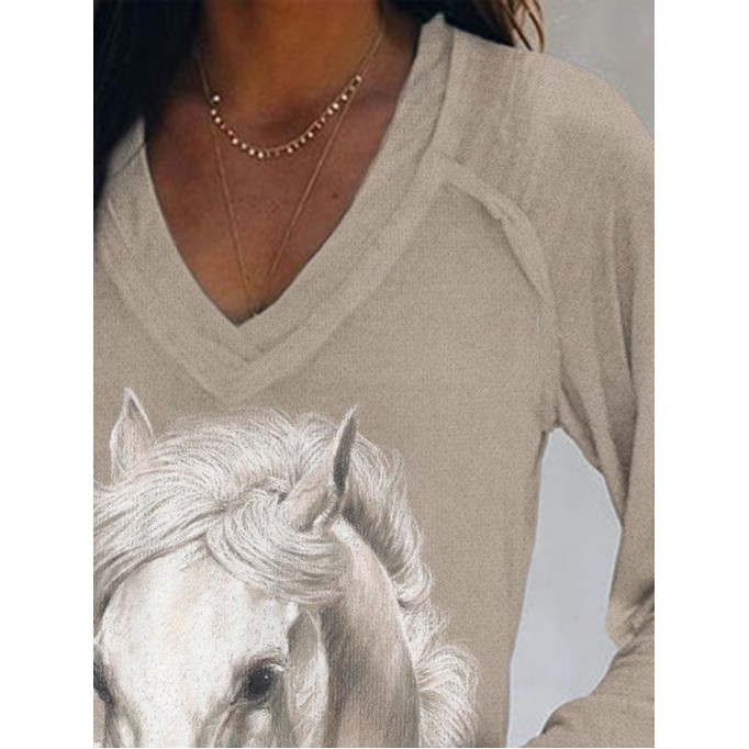 Women's Horse Art Painting Long Sleeve T-Shirt