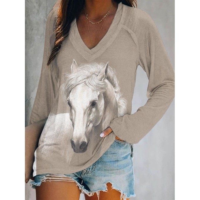 Women's Horse Art Painting Long Sleeve T-Shirt