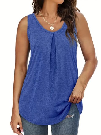 Women's knit vest with loose pleats