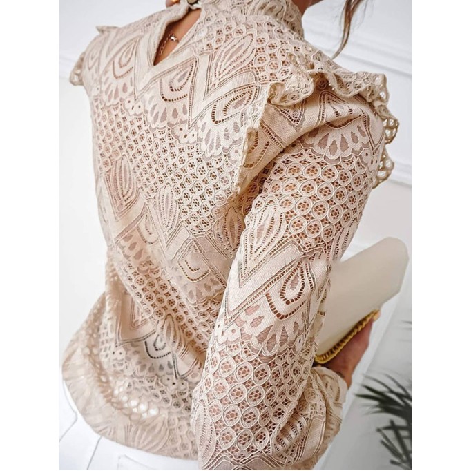 Women's lace ruffled long sleeved shirt