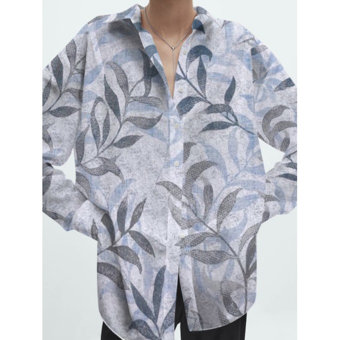 Women's lapel loose printed shirt