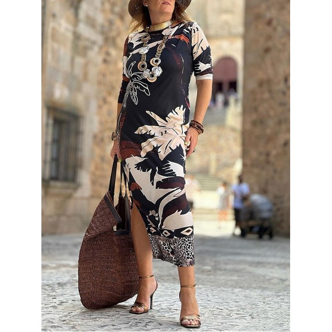 Women's Leaf Print Casual Dresses