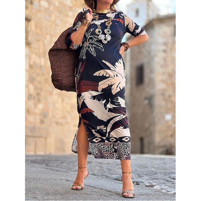 Women's Leaf Print Casual Dresses