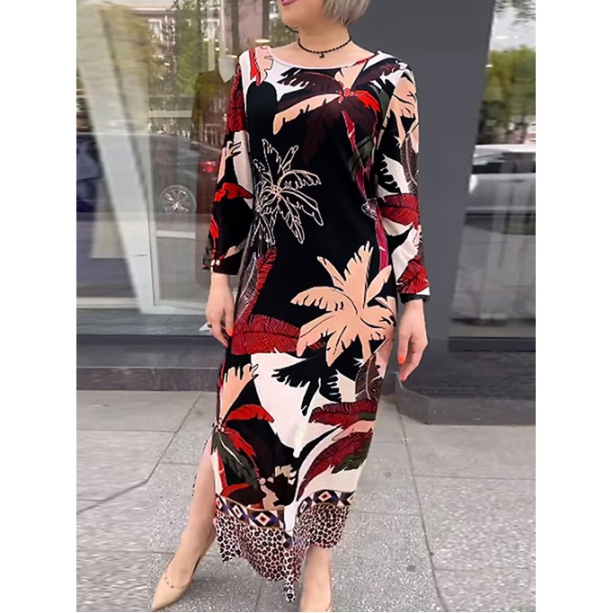 Women's Leaf Print Casual Dresses