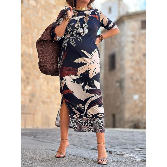 Women's Leaf Print Casual Dresses