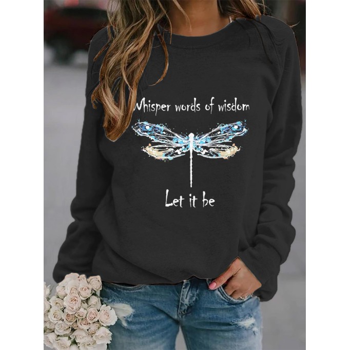 Women's letter printed round neck sweater