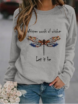 Women's letter printed round neck sweater