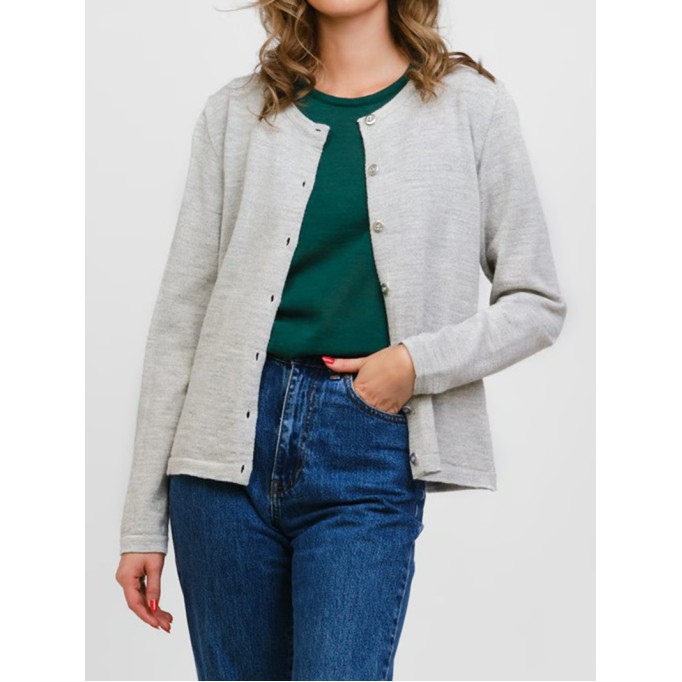 Women's light grey woven wool sweater