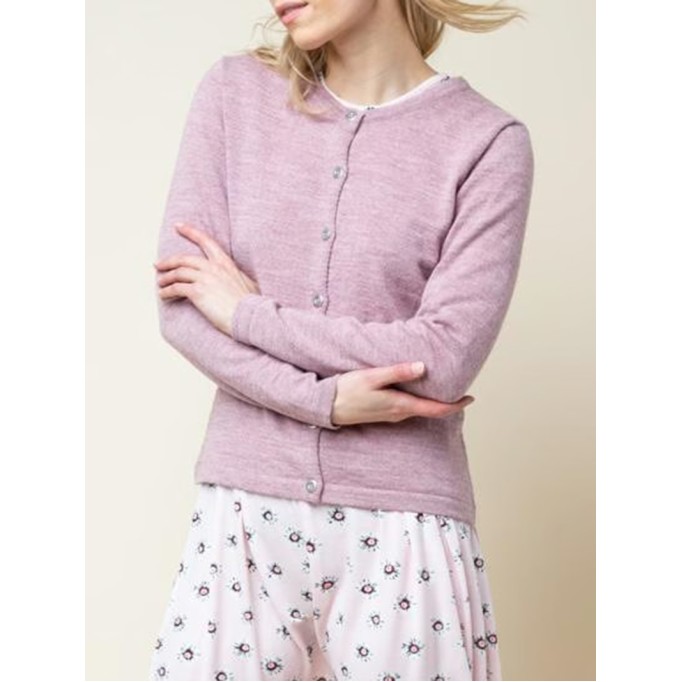 Women's light pink woven wool sweater