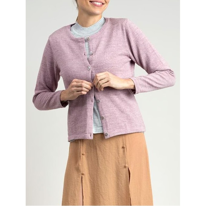 Women's light pink woven wool sweater