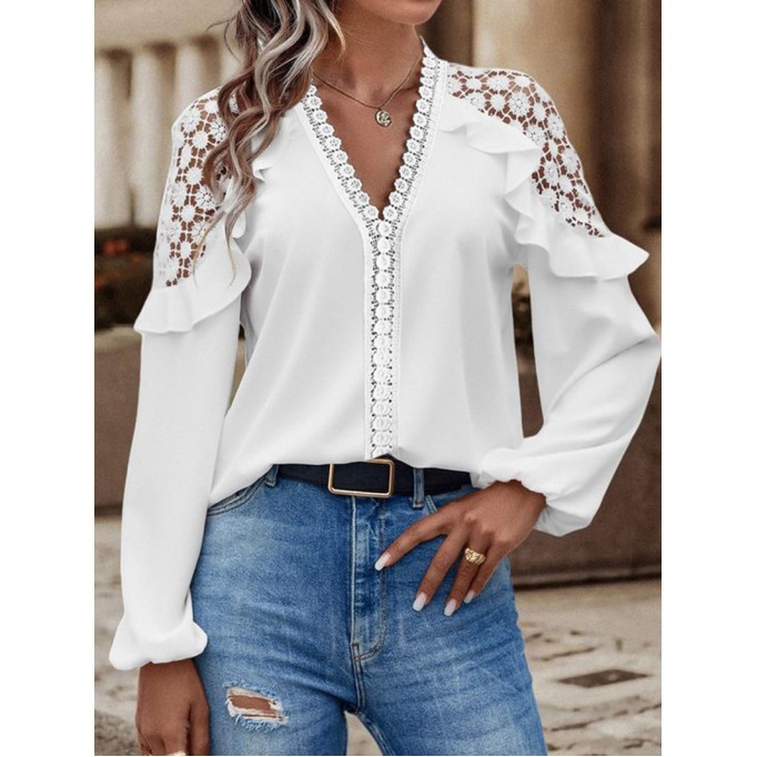 Women's Long Sleeve Lace Shirt Tops